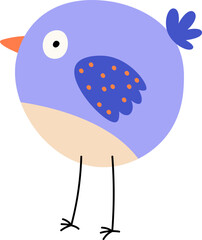 Cute hand drawn abstract bird with colorful ornament flat icon