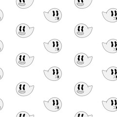 Ghost pattern. Pattern with retro ghost characters. 