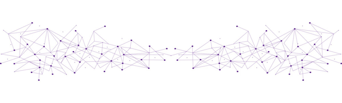 Violet network. Abstract connection on white background. Network technology background with dots and lines for desktop. Ai background. Modern abstract concept. Line background, network technology