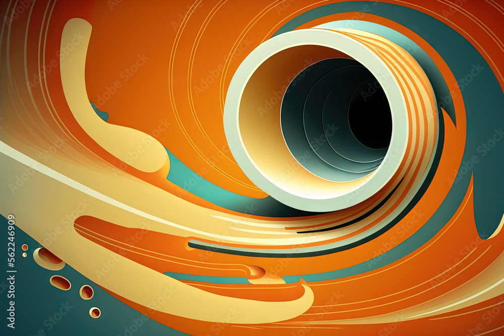 Poster background with an abstract design of a pipe with whirling air. generative ai
