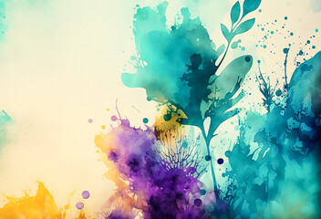 Abstract colorful watercolor for background. Color splashing. AI generative illustration