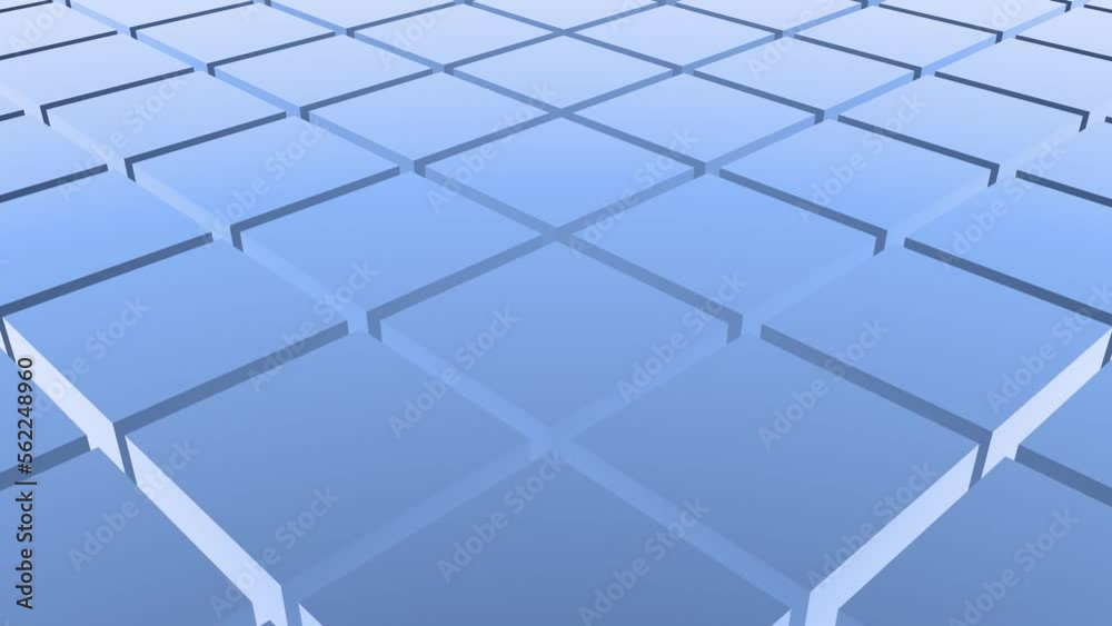 Poster looping abstract background of divergent cubes. 3d rendering.