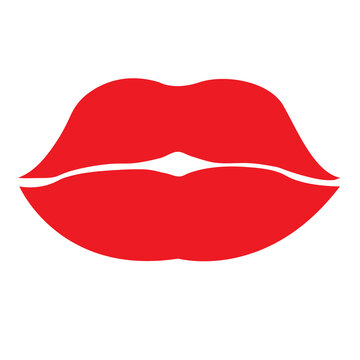 simple flat red lips mouth shape