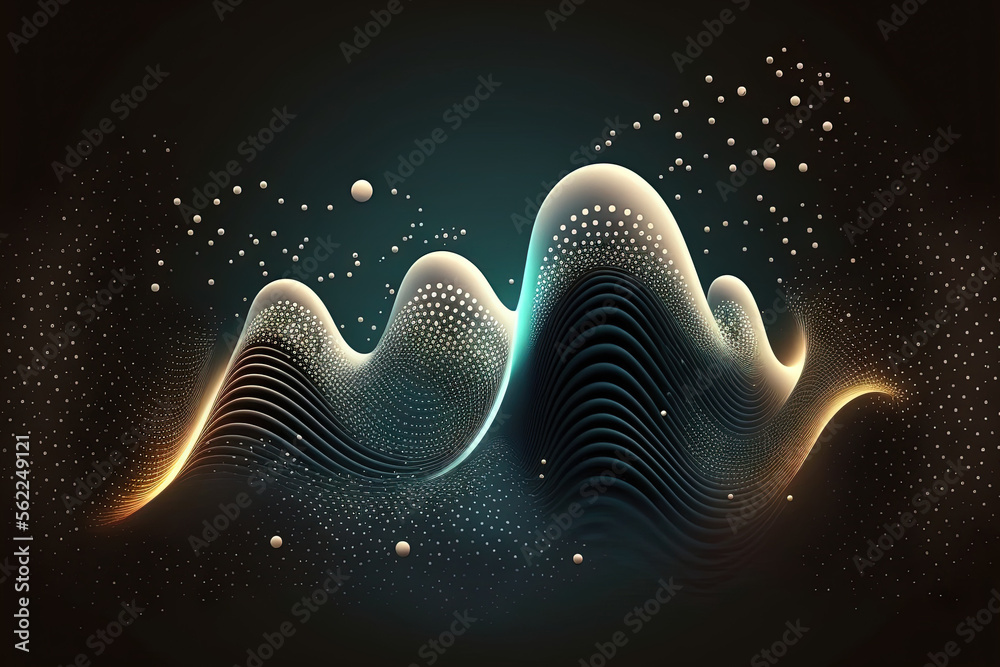 Poster a particle wave. futuristic wave point dynamic wave on an abstract background. generative ai