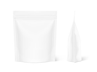 Pouch bag mockup on white background. Vector illustration. Front and side view. Can be use for template your design, presentation, promo, ad. EPS10.	
