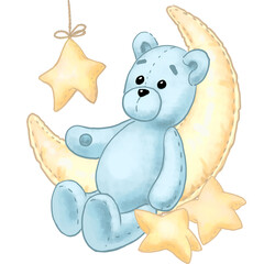 drawing of plush textile toys. High quality photo