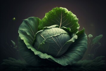 close up illustration of a head of lettuce. generative AI
