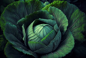 Fototapeta premium close up illustration of a head of lettuce. generative AI
