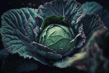 Fototapeta premium close up illustration of a head of lettuce. generative AI