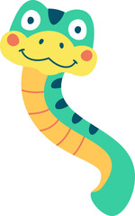 Cute childish snake flat icon Exotic reptile