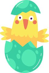 Cute chicks hatched from egg flat icon