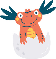 Cute lizard hatched from egg flat icon