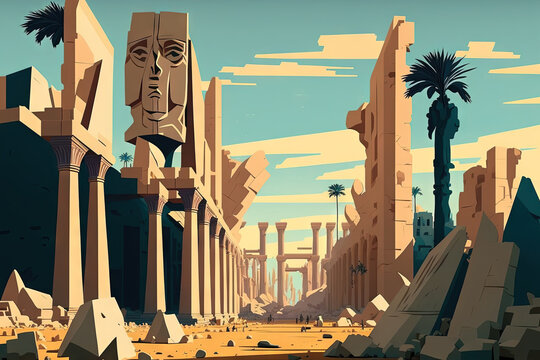ruins of Luxor's largest outdoor museum, the Egyptian Karnak Temple. Generative AI