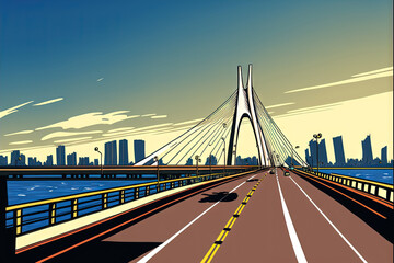Obraz premium Mumbai's sea link bridge is pristine and beautiful. Generative AI