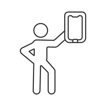 Selfie  vector icon. Line sign for mobile concept and web design. Symbol, logo illustration. Vector graphics