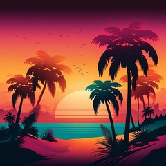 trees at sunset