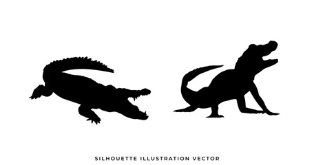 wild animals silhouettes vector illustration. Isolated animals
