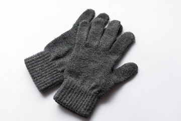 White gloves. Gloves on a white background. Close up. COPY SPACE.