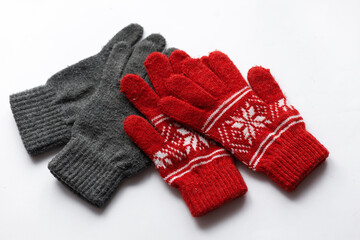 Gloves on a white background. Close up. COPY SPACE.