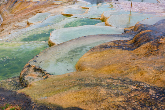 View of the red thermal springs, which are located near Pamukkale in Turkey.
