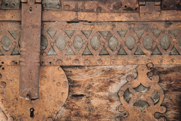 Ancient Pattern surface background made on antique Ottoman, Byzantine period doors. Rusty ancient wallpaper pattern.