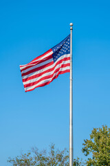 A flag waving along the stadium of Little Rock, Arkansas