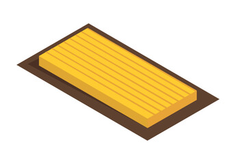 Work in field isometric. Growing wheat, harvest. Summer and autumn seasons. Farming and agriculture. Riley banner poster for website. Template, layout and mockup. Cartoon 3D vector illustration