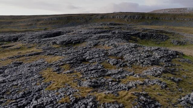 Limestone pavement drone aerials of Crummock Dale