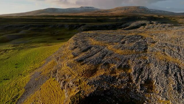 Limestone pavement drone aerials of Crummock Dale