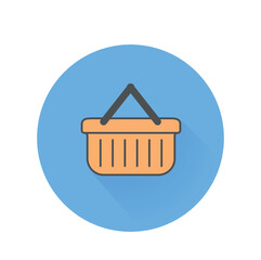 Basket or cart icon. Discounts and promotions, special offers for regular customers. Graphic element for website. Template, layout and mockup. Online shopping. Cartoon flat vector illustration