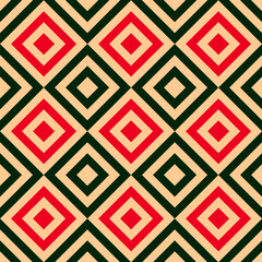 Geometrical Diamond pattern , seamless black and red background. For fashion textile, cloth, backgrounds.	