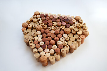 Wine corks diamond shaped composition isolated on white background
