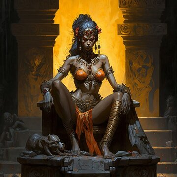 femme guerrière sur un trône de fantasy - 94