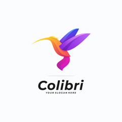 Fototapeta premium Colibri colorful modern logo design vector illustration.