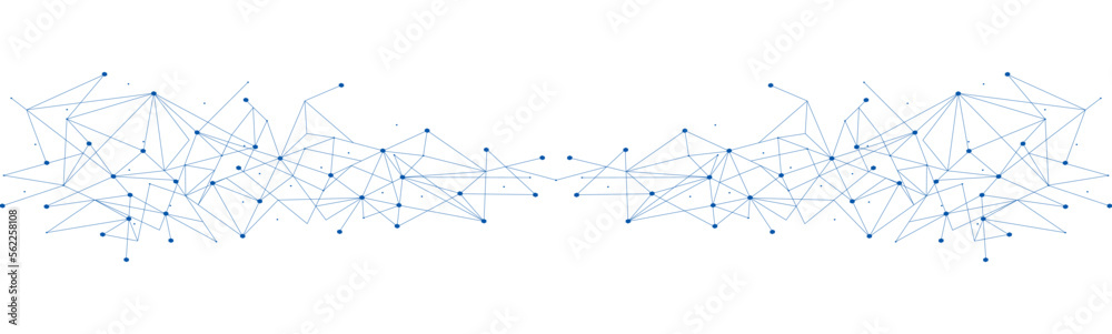 Wall mural blue network. abstract connection on white background. network technology background with dots and l