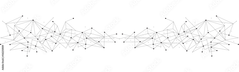 Wall mural black network. abstract connection on white background. network technology background with dots and 