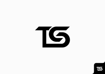 Letter ts icon logo flat minimalist black and white