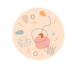 Figure abstract doodle. Abstract creativity and art, shapes and curved lines. Aesthetics and elegance, fashion, trend and style. Graphic element for website. Cartoon flat vector illustration