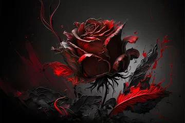 Fotobehang Valentines Day gothic rose romance inspired cinematic holiday with room for copy / print space love star crossed dark with deep passionate red © Bradley