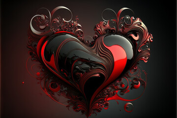 Valentines Day Hearts gothic romance inspired cinematic holiday with room for copy / print space love star crossed dark with deep passionate red