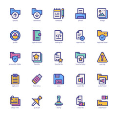 File and Document icon pack for your website, mobile, presentation, and logo design. File and Document icon filled color design. Vector graphics illustration and editable stroke.