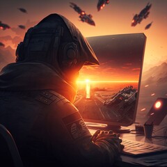 homme future science fiction technologie