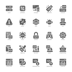 Programming icon pack for your website, mobile, presentation, and logo design. Programming icon glyph design. Vector graphics illustration and editable stroke.
