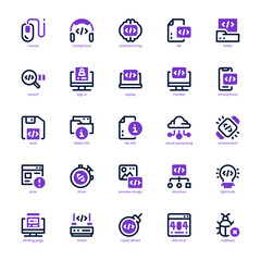 Programming icon pack for your website, mobile, presentation, and logo design. Programming icon mixed line and solid design. Vector graphics illustration and editable stroke.
