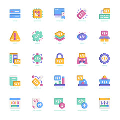 Programming icon pack for your website, mobile, presentation, and logo design. Programming icon flat design. Vector graphics illustration and editable stroke.