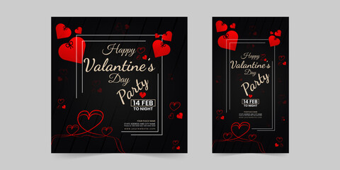 Editable Valentine's Day party Instagram Stories template with a heart shape background banner design set Suitable for social media posts,