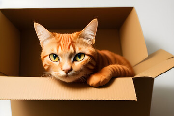 Cat In A Cardboard Box (Generative AI)