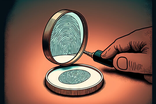 using the dactyloscopic magnifier to compare the fingerprints. Generative AI