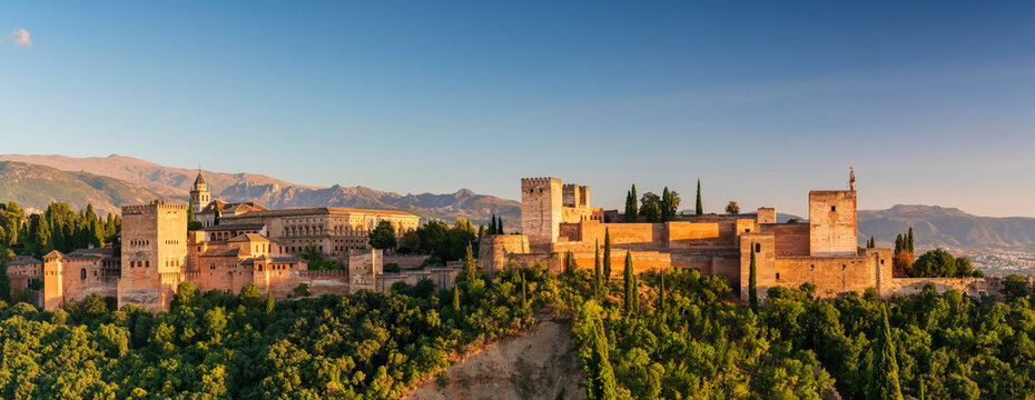 Alhambra palace and Sierra Nevada, Granada, Spain