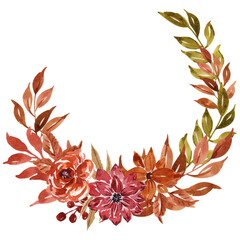 autumn flower watercolor wreath arrangement